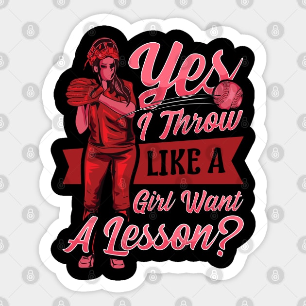 Funny Softball Tee Play Like A Girl Softball Players Gifts Sticker by Proficient Tees